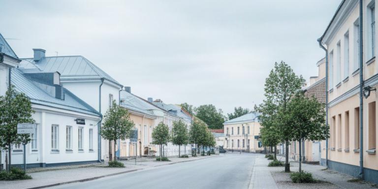Rapla linnavaade ja rahulik tänav piirkonnas, kus asub finantsbüroo
